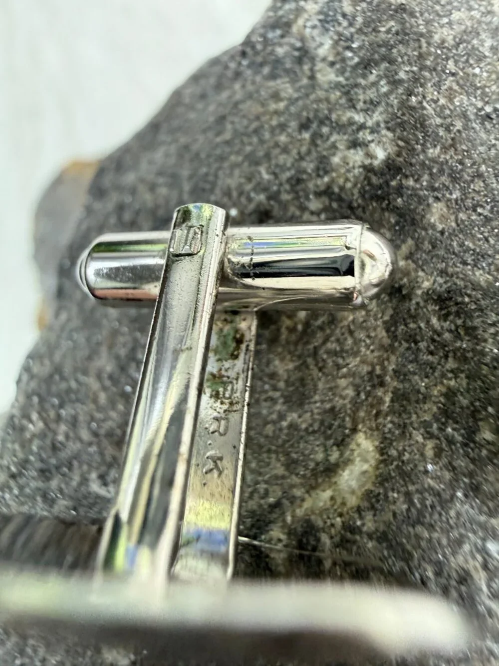 P.R.K. 925 Sterling Silver Vintage Engraved Cufflinks  Square Diamond Cut Design